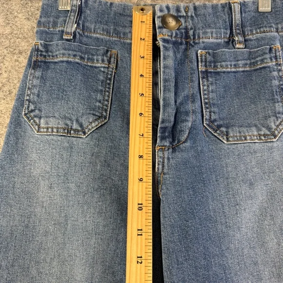 Pilcro Wide Leg Jeans Skipper Blue High Rise Denim Minimalist Size 26 Casual - Picture 8 of 16